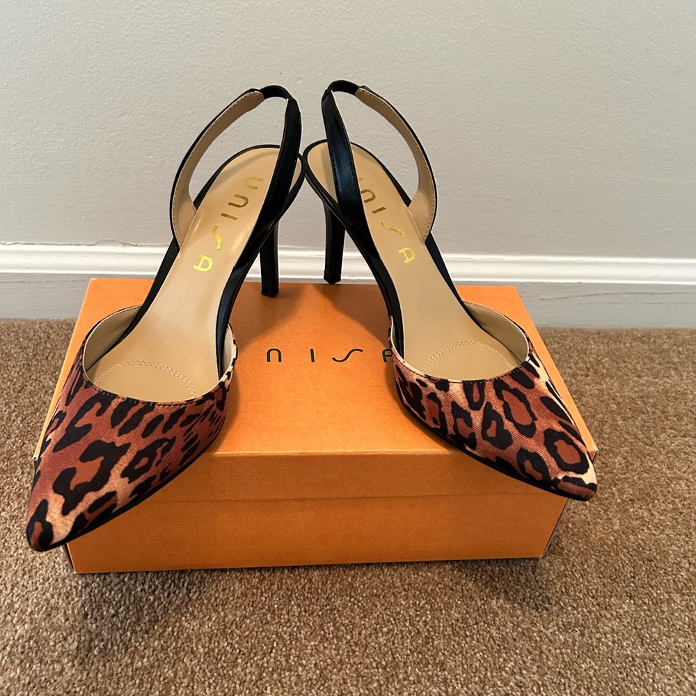 Nina Brown and Black Stiletto Heels